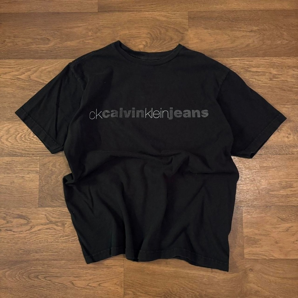 VTG 1990's Authentic Calvin Klein Jeans Made in USA Spell Out Graphic T Shirt